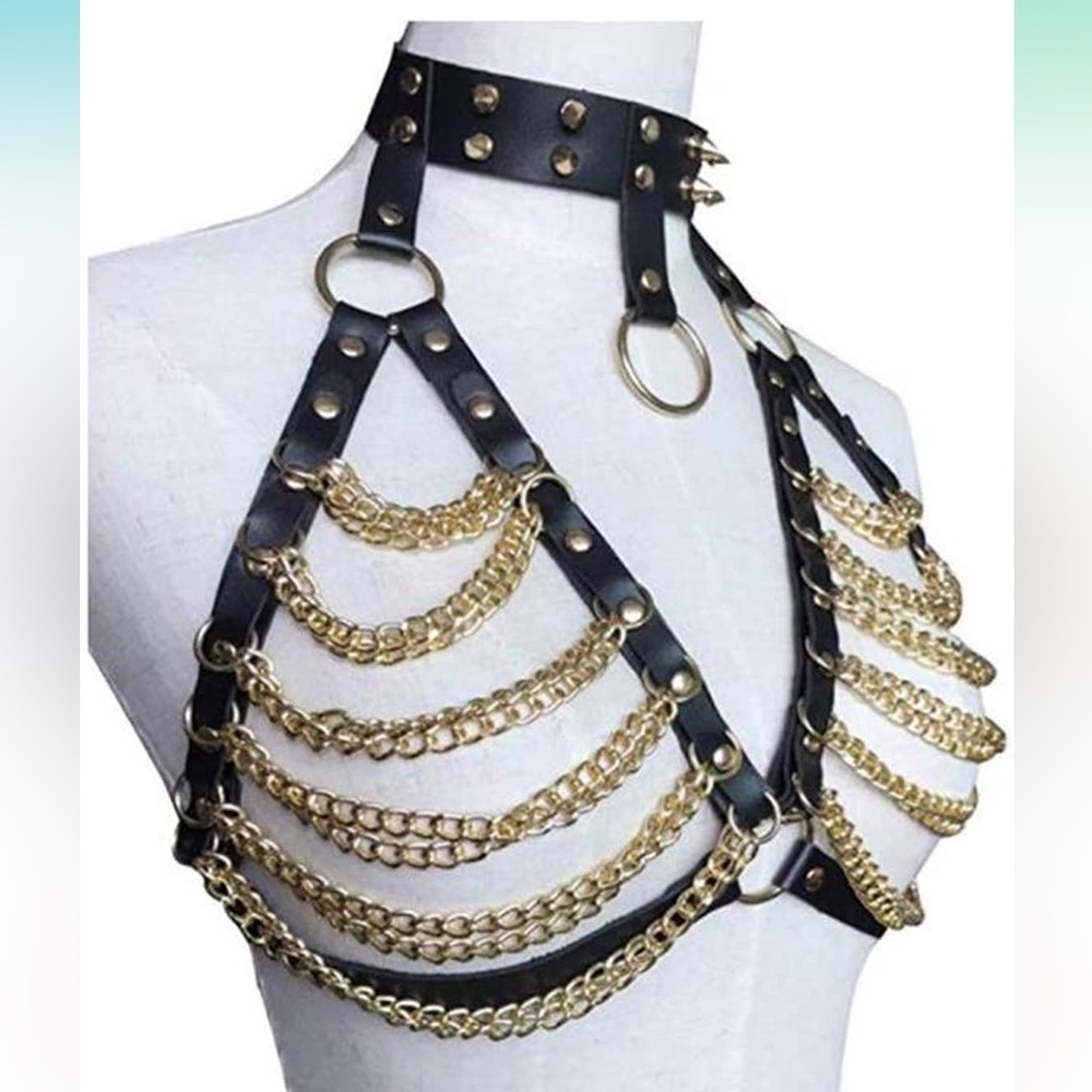 Black and gold body harness